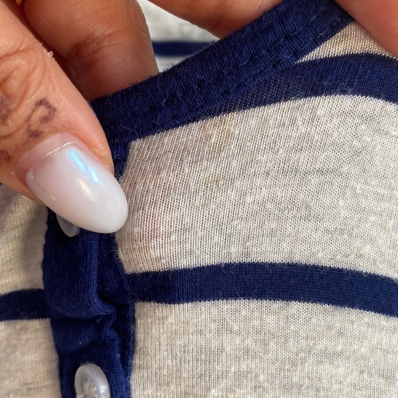 3/$15 Comfy casual blue white striped button up nautical tank top sz small - Picture 7 of 9